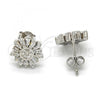 Sterling Silver Stud Earring, with White Cubic Zirconia, Polished, Rhodium Finish, 02.175.0107