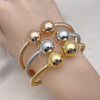 Oro Laminado Trio Bangle, Gold Filled Style Ball and Twist Design, Polished, Tricolor, 07.170.0019