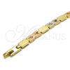 Oro Laminado Solid Bracelet, Gold Filled Style Polished, Tricolor, 03.102.0043.08