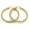 Oro Laminado Large Hoop, Gold Filled Style Hollow Design, Diamond Cutting Finish, Golden Finish, 02.213.0762.60