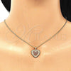 Oro Laminado Pendant Necklace, Gold Filled Style Heart Design, with Garnet Micro Pave, Polished, Golden Finish, 04.156.0308.2.20