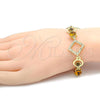 Oro Laminado Fancy Bracelet, Gold Filled Style Rolo Design, with Orange Cubic Zirconia and White Crystal, Polished, Golden Finish, 03.59.0068.08