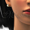 Oro Laminado Stud Earring, Gold Filled Style Diamond Cutting Finish, Golden Finish, 02.100.0061