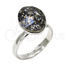 Rhodium Plated Multi Stone Ring, with Crystal Black Patina Swarovski Crystals, Polished, Rhodium Finish, 01.239.0008.5 (One size fits all)