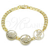 Oro Laminado Fancy Bracelet, Gold Filled Style Cross Design, Polished, Golden Finish, 03.63.2055.08