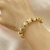 Oro Laminado Fancy Bracelet, Gold Filled Style Butterfly and Flower Design, Polished, Golden Finish, 03.63.2269.07
