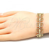 Oro Laminado Fancy Bracelet, Gold Filled Style Butterfly Design, Diamond Cutting Finish, Golden Finish, 03.100.0060.08