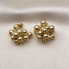 Oro Laminado Stud Earring, Gold Filled Style Ball Design, Polished, Golden Finish, 02.282.0041