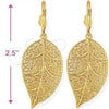 Oro Laminado Dangle Earring, Gold Filled Style Filigree Design, Golden Finish, 5.084.011