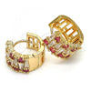 Oro Laminado Huggie Hoop, Gold Filled Style with Ruby and White Cubic Zirconia, Polished, Golden Finish, 02.267.0013.3.15