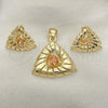 Oro Laminado Earring and Pendant Adult Set, Gold Filled Style with Orange Cubic Zirconia, Polished, Golden Finish, 10.59.0151.2