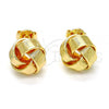 Oro Laminado Stud Earring, Gold Filled Style Love Knot Design, Polished, Golden Finish, 02.63.2373