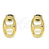 Oro Laminado Stud Earring, Gold Filled Style Puff Mariner Design, Polished, Golden Finish, 02.213.0303