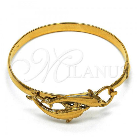 Oro Laminado Individual Bangle, Gold Filled Style Dolphin Design, Polished, Golden Finish, 07.192.0020.1.04 (05 MM Thickness, Size 4 - 2.25 Diameter)