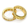 Oro Laminado Huggie Hoop, Gold Filled Style with White Cubic Zirconia, Polished, Golden Finish, 02.196.0020.1.20
