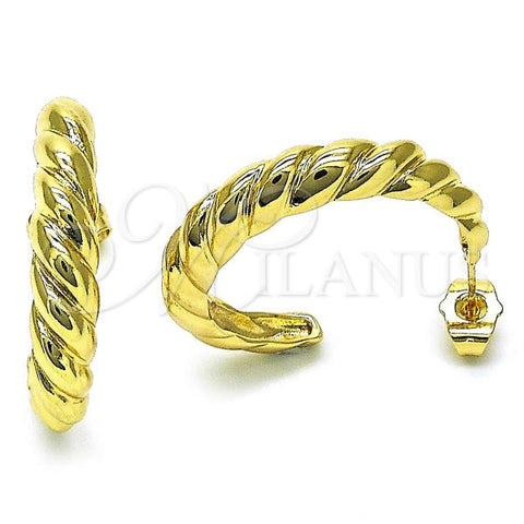 Oro Laminado Small Hoop, Gold Filled Style Diamond Cutting Finish, Golden Finish, 02.195.0177.30