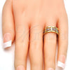 Oro Laminado Set Bangle, Gold Filled Style Diamond Cutting Finish, Two Tone, 13.99.0004.05.07 (09 MM Thickness, Size 7)