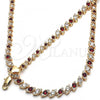 Oro Laminado Necklace and Bracelet, Gold Filled Style with Garnet and White Cubic Zirconia, Polished, Golden Finish, 06.284.0014.1