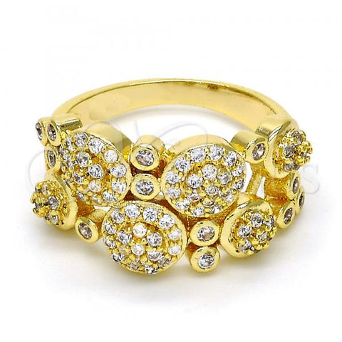 Oro Laminado Multi Stone Ring, Gold Filled Style with White Micro Pave, Polished, Golden Finish, 01.99.0059.09 (Size 9)