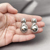 Rhodium Plated Stud Earring, Ball and Hollow Design, Polished, Rhodium Finish, 02.428.0010.1