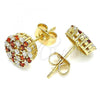 Oro Laminado Stud Earring, Gold Filled Style with Garnet and White Micro Pave, Polished, Golden Finish, 02.344.0076.1