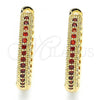 Oro Laminado Huggie Hoop, Gold Filled Style with Garnet and White Micro Pave, Polished, Golden Finish, 02.264.0006.3.20