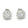 Sterling Silver Stud Earring, with White Cubic Zirconia, Polished, Rhodium Finish, 02.175.0111