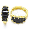 Oro Laminado Huggie Hoop, Gold Filled Style with Black Cubic Zirconia, Polished, Golden Finish, 02.316.0052.1.15