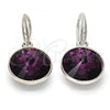 Rhodium Plated Dangle Earring, with Amethyst Swarovski Crystals, Polished, Rhodium Finish, 02.239.0001.12