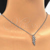 Sterling Silver Pendant Necklace, Leaf Design, with White Micro Pave, Polished, Rhodium Finish, 04.336.0025.16