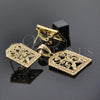 Oro Laminado Earring and Pendant Adult Set, Gold Filled Style Flower Design, with  Crystal, Golden Finish, 5.046.010