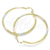 Oro Laminado Large Hoop, Gold Filled Style Diamond Cutting Finish, Tricolor, 02.170.0059.1.60