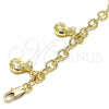 Oro Laminado Charm Bracelet, Gold Filled Style Hollow Design, Diamond Cutting Finish, Golden Finish, 03.63.1866.08