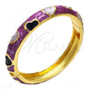 Oro Laminado Individual Bangle, Gold Filled Style Heart Design, Purple Enamel Finish, Golden Finish, 07.246.0011.3.05 (11 MM Thickness, Size 5 - 2.50 Diameter)