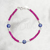 Sterling Silver Fancy Bracelet, Ball and Evil Eye Design, with Fuchsia Crystal, Polished, Silver Finish, 03.409.0183.07