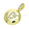 Oro Laminado Fancy Pendant, Gold Filled Style Initials Design, with White Cubic Zirconia, Polished, Golden Finish, 05.341.0004