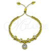 Oro Laminado Fancy Bracelet, Gold Filled Style San Benito and Cross Design, Polished, Two Tone, 03.341.0236.1.11