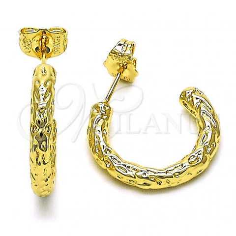 Oro Laminado Small Hoop, Gold Filled Style Diamond Cutting Finish, Golden Finish, 02.163.0200.20