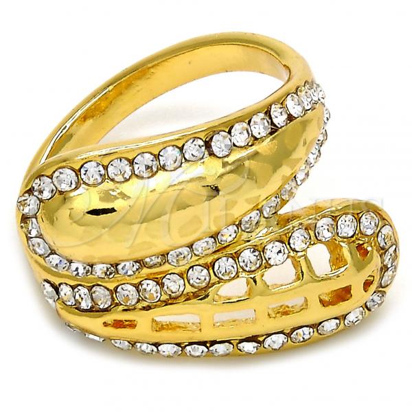 Oro Laminado Multi Stone Ring, Gold Filled Style with White Crystal, Polished, Golden Finish, 01.241.0022.09 (Size 9)