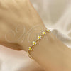 Oro Laminado Fancy Bracelet, Gold Filled Style Four-leaf Clover Design, White Enamel Finish, Golden Finish, 03.386.0009.07