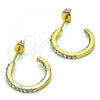 Oro Laminado Small Hoop, Gold Filled Style with White Crystal, Polished, Golden Finish, 02.379.0056.1.20