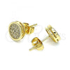 Oro Laminado Stud Earring, Gold Filled Style with White Micro Pave, Polished, Golden Finish, 02.344.0124