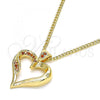 Oro Laminado Pendant Necklace, Gold Filled Style Heart Design, with Garnet Micro Pave, Polished, Golden Finish, 04.156.0351.2.20