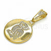 Oro Laminado Fancy Pendant, Gold Filled Style Owl Design, Polished, Golden Finish, 05.32.0064