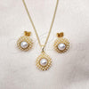 Oro Laminado Earring and Pendant Adult Set, Gold Filled Style with Ivory Pearl, Polished, Golden Finish, 10.379.0082