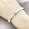 Rhodium Plated Individual Bangle, Heart Design, with White Cubic Zirconia, Polished, Rhodium Finish, 07.60.0005.1.04