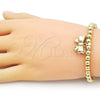 Oro Laminado Fancy Bracelet, Gold Filled Style Ball and Expandable Bead Design, Polished, Golden Finish, 03.341.2286.07