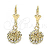 Oro Laminado Dangle Earring, Gold Filled Style with White Crystal, Polished, Golden Finish, 02.122.0113.5