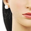 Oro Laminado Stud Earring, Gold Filled Style with Ivory Mother of Pearl, Polished, Golden Finish, 02.282.0026