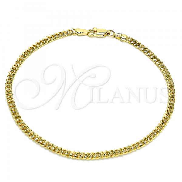 Oro Laminado Basic Anklet, Gold Filled Style Miami Cuban Design, Polished, Golden Finish, 04.63.1413.10